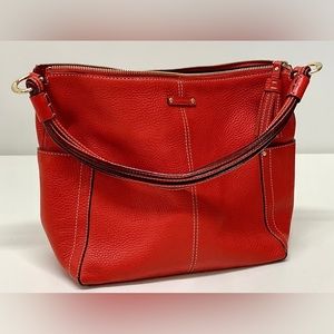 Red Pebbled Leather KATE SPADE NEW YORK Tasseled Purse Handbag